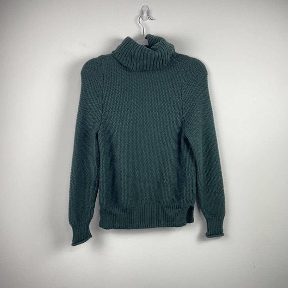 Madewell Forest Green Thick Chunky Knit Turtle Neck Sweater Size XXS - Picture 3 of 3
